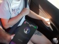 Beautiful girl hands over control of her vibrator to her stepdad who drives her to college.