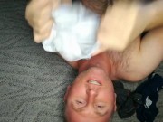 i smell my own stinky underwear and show the smelly cock