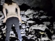 Exploring her cave while deep underground - Getting naughty in an abandoned mine