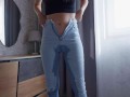Real Female Desperation! Crying Pee in Jeans