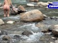 A PERVERTED GIRL IN A RIVER. Day of nudity in the river they fuck me hard in the face and pussy
