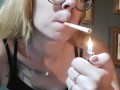 SFW Happy Smoking Fetish Girl in Glasses