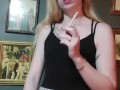 SFW Happy Smoking Fetish Girl in Glasses