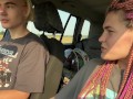 Cheated with a hottie. Fellow traveler fucked the driver and demanded more, sucking his big cock
