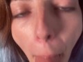 POV : I make you a slow blowjob and deepthroat , very closeup