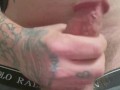 Tattooed Guy Bathroom Jerk Session Huge Cumshot