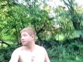 Exhibitionist Nudist walks butt naked in woods/forest and on public road, open field