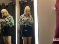 Seduction in a dressing room of a mall. Try On Haul Transparent Clothes, Fitting room Try on haul