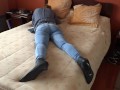 I pull down my jeans to show my ass to my stepson and have anal sex, I love his cum inside