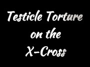 Restrained Upside Down Dungeon Ballbusting on the St Andrews Cross, BDSM CBT Testicle Slave Trailer