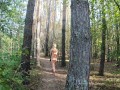 Nude girl walk in forest and No Bra No problem