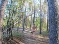 Nude girl walk in forest and No Bra No problem