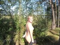 Nude girl walk in forest and No Bra No problem