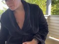 BBW step mom MILF 420 smoking fetish masturbating outside on porch in robe