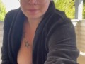 BBW step mom MILF 420 smoking fetish masturbating outside on porch in robe