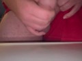 Masturbating and cuming using cock ring vibrator