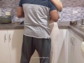 Big Booty Desi Woman Pleasured by Friend's Husband in Kitchen - Loud Kissing and Moaning