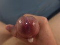 Controlled ejaculation with my creampie coming out of my dick in slow motion in HD, Solo masturbatio