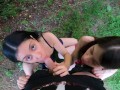 hot and risky double handjob in public - DOLLSCULT