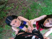 hot and risky double handjob in public - DOLLSCULT