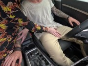 Outdoor HandJob with Cumshot in Car At Busy Park !