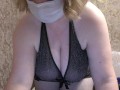With big natural saggy soft tits mature fat milf has fun on webcam.