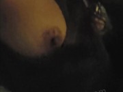 Asian MILF With Big Tits Driving Topless in Car