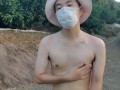 野外全裸オナニー　早朝の全裸散歩に興奮して我慢できなくなったので、途中の道でオナニーし始めた変態露出狂