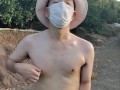 野外全裸オナニー　早朝の全裸散歩に興奮して我慢できなくなったので、途中の道でオナニーし始めた変態露出狂