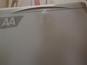 I take off my panties in the bathroom, fuck myself with a dildo in my pussy and sic on your face at