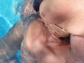 Sneaky blowjob session in pool!