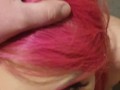 Pink hair job with massive messy cum shot