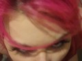 Pink hair job with massive messy cum shot