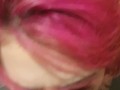Pink hair job with massive messy cum shot