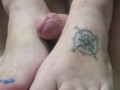 Pretty toes Footjob from slut milf gf