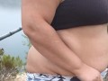 Flashing my thick bbw big ass to voyeurs fishing on the lake pov hubby films