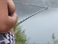 Got caught flashing my big tits to fisherman on the lake. Pov hubby films