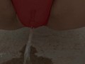 Red thong, student pussy