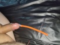 Estim hands-free orgasm milking with urethral electrode and prostate butt plug