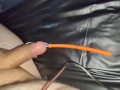 Estim hands-free orgasm milking with urethral electrode and prostate butt plug