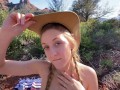 Ride him cowgirl public sex - Horny Hiking ft Molly Pills - POV 4K