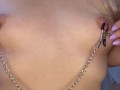 Big nipples playing with clamps. Find more OF devi_darker