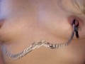Big nipples playing with clamps. Find more OF devi_darker