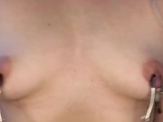 Big nipples playing with clamps. Find more OF devi_darker