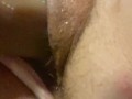ASMR close up of pussy getting fucked by huge hard cock.  Milf has multiple gushing orgasms.