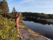 BDSM bunny walks in the forest