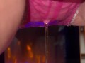 I peed my pretty pink panties in front of the fire