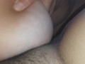 My milf slave jerks my clit with big tits until orgasm