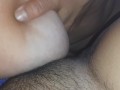 My milf slave jerks my clit with big tits until orgasm