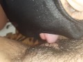 My submissive masked slave kisses, licks, sucks my pussy